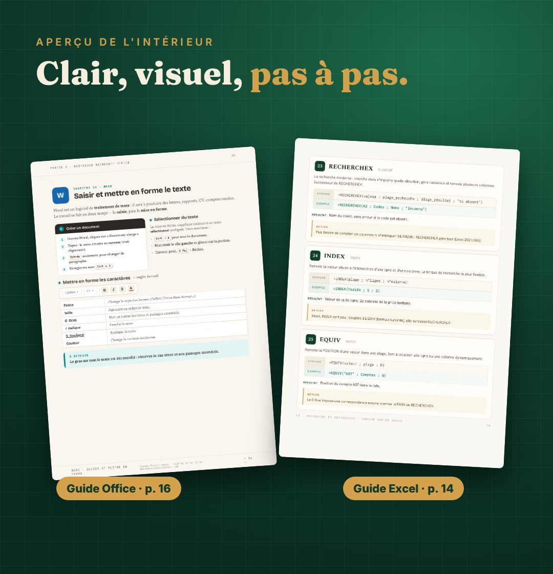 Aperçu de l'intérieur des guides